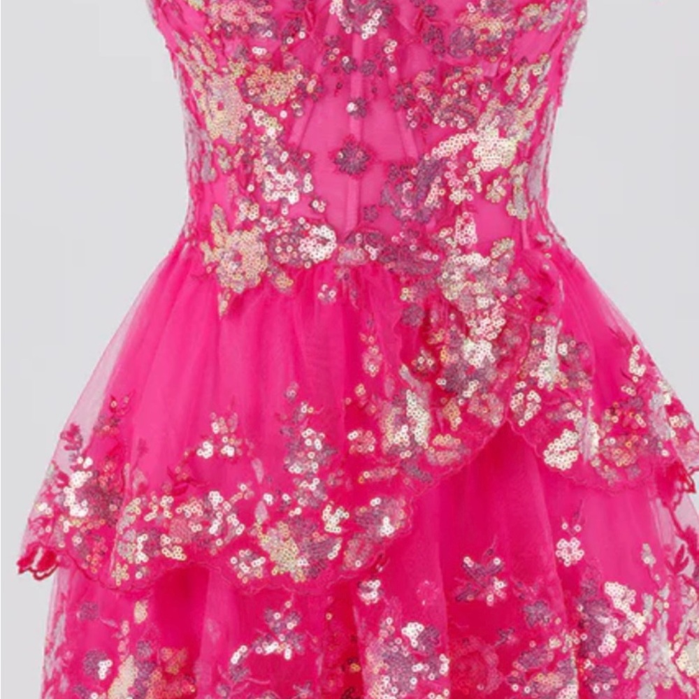 Elegant Pink Sequin Mini Dress